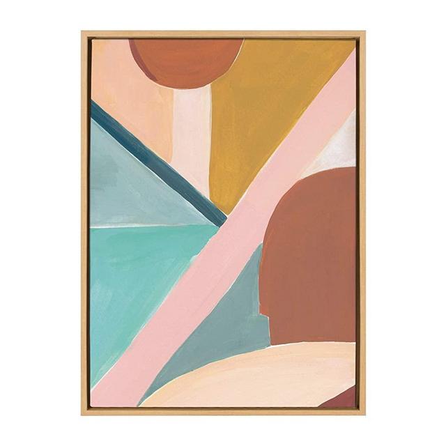 Kate and Laurel Sylvie Teotitlan Valley Study 2 Framed Canvas Wall Art by Kate Aurelia Holloway, 23x33 Natural, Mid-Century Modern Abstract Art for Wall