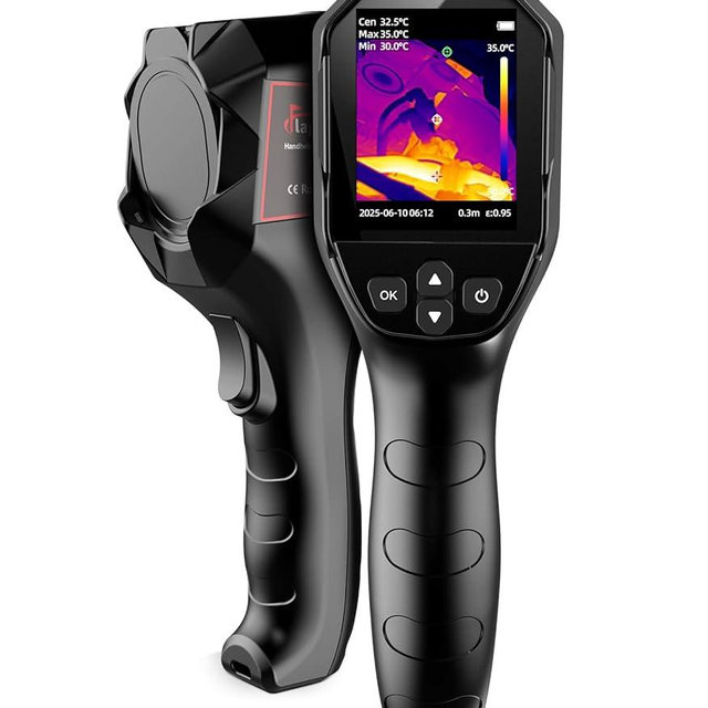 Flagfront Thermal Camera, 240 x 240 TISR Resolution, -4°F to 1022°F Temp Range, 25Hz Infrared Camera with Temperature Alarm, 50°FOV Handheld Thermal Imaging Camera