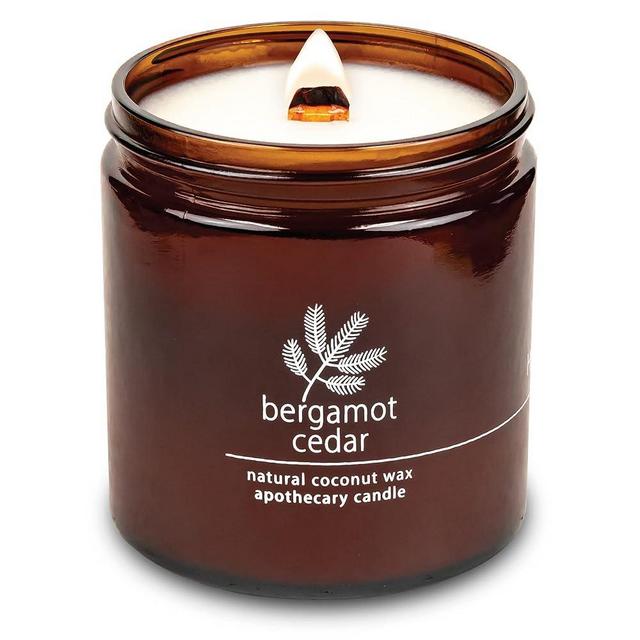 Hemlock Park Crackling Wood Wick Candle Handcrafted with Natural Coconut Wax (Large 16 oz, Bergamot Cedar)