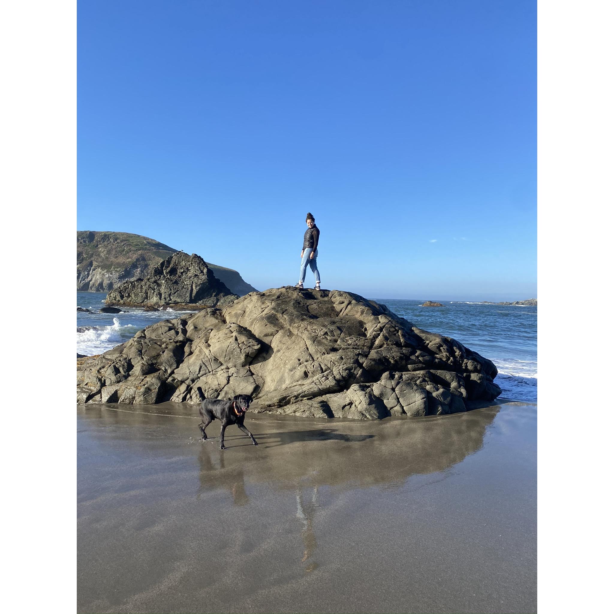 One happy puppy and girl