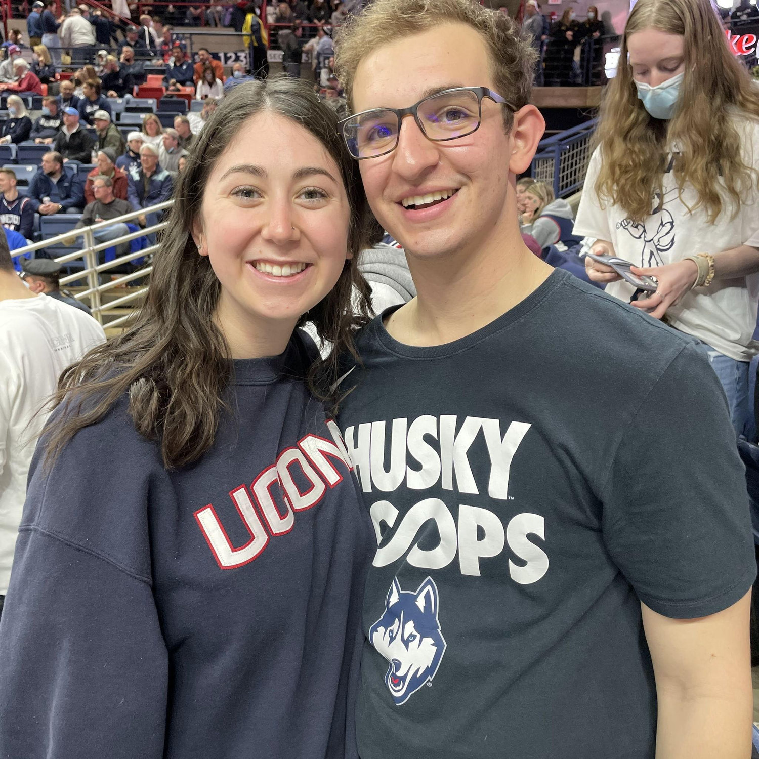 March 2022 - Shaina joining the UConn student section for a basketball game in Gampel. Go huskies!