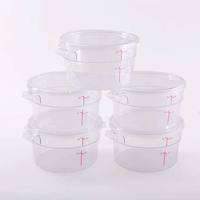 Hakka 6 qt Commercial Grade Square Food Storage Containers with Lids,Polycarbonate,Clear - Case of 5