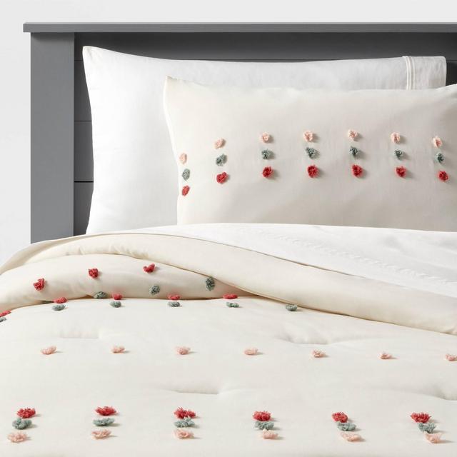 Twin Pom Kids' Comforter Set Cream - Pillowfort™