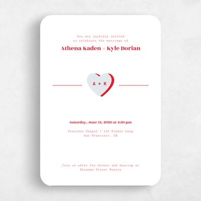 Blue Rounded Wedding Invitation - Jolla Portrait
