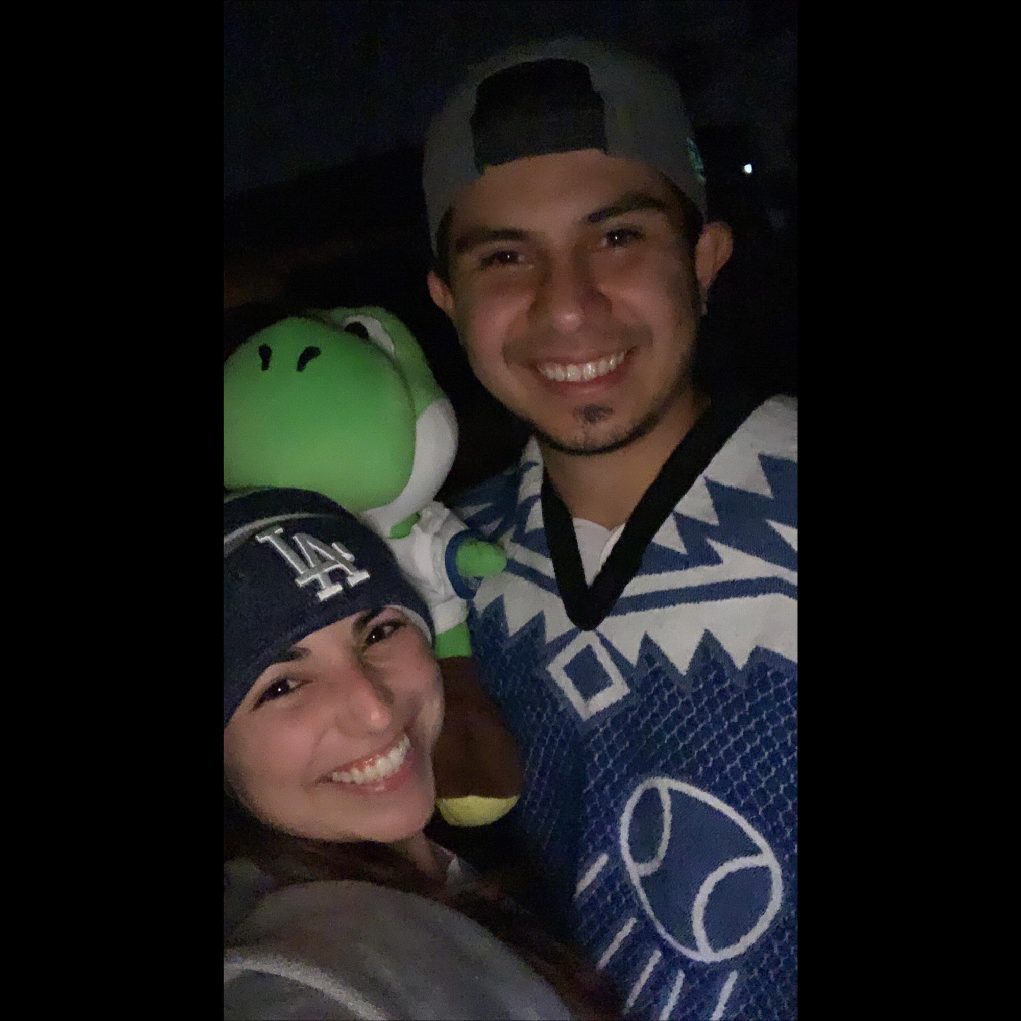 The night the Dodgers won the WORLD SERIES! Celebrating with their lucky charm, their "son" Yoshi!  10/27/2020