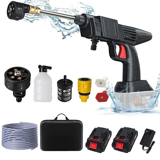 Cordless Power Washer, Cordless Pressure Washer Battery Powered, 48V Portable Pressure Washer with Rechargeable Battery and 6-in-1 Nozzle, Handheld Pressure Washer for Car/Fence/Floor Cleaning