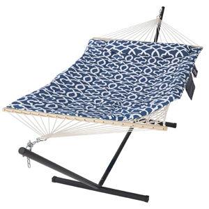 SUNCREAT Double Portable Hammock with Stand Included, 475 lbs Capactiy, Extra Large Two Person Hammock, Blue Pattern