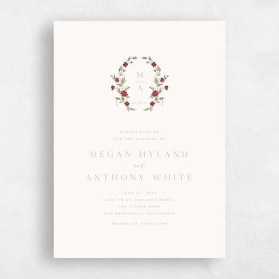 Beige Wedding Invitation - Lenora Portrait