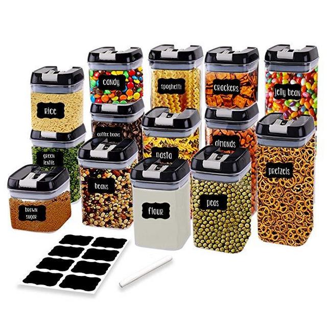 Airtight Food Storage Containers for Pantry Organization and Storage by Simply Gourmet. 14-Piece Set + 32 FREE Chalkboard Labels & Marker. Air Tight Containers for Food - Perfect for Kitchen Storage