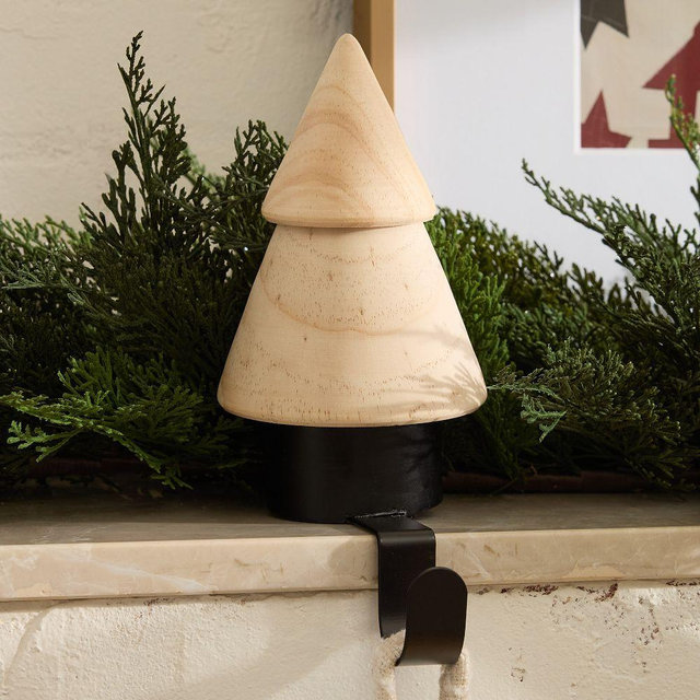 Stacked Wood Tree Stocking Holders, Blonde