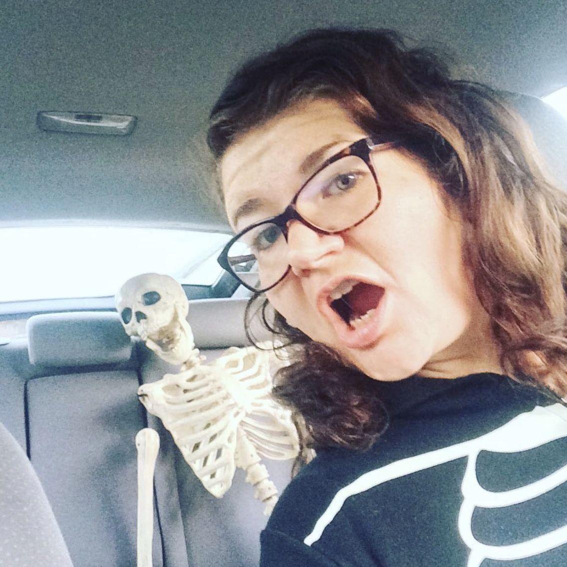 Skelly Kailyn, and buddy the skeleton (rip). October 31st, 2016.