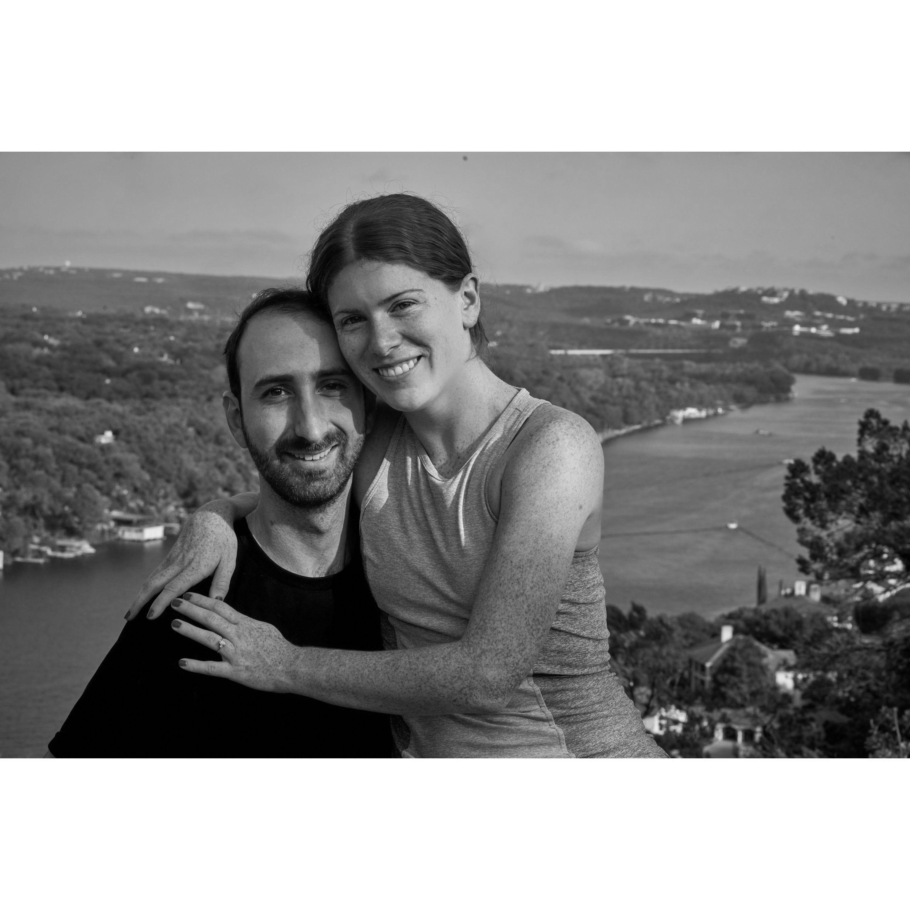 Post-proposal on top of Mount Bonnell, Austin, TX, August 2023