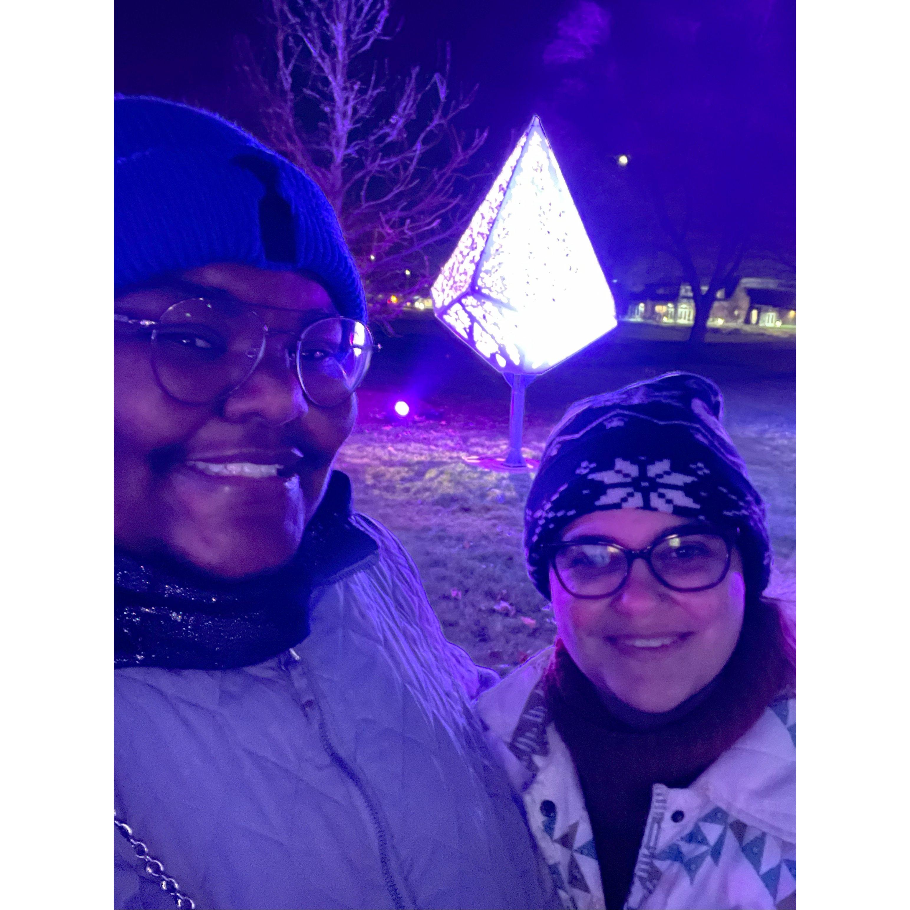 Holiday lights are a tradition for Jayden and Sarah.