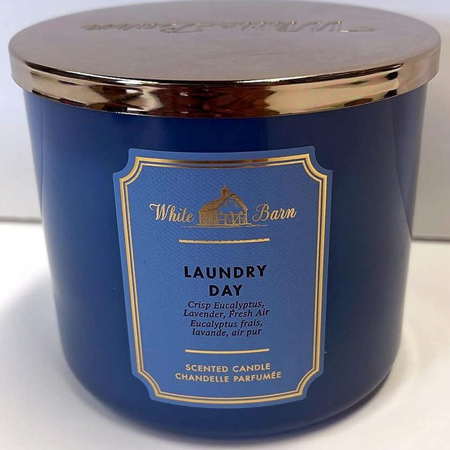 Bath & Body Works, White Barn 3-Wick Candle w/Essential Oils - 14.5 oz - New Core Scents! (Laundry Day)