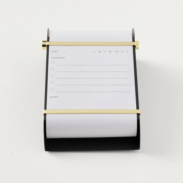 Metal Note Paper Roll Dispenser Black/Brass - Hearth & Hand™ with Magnolia