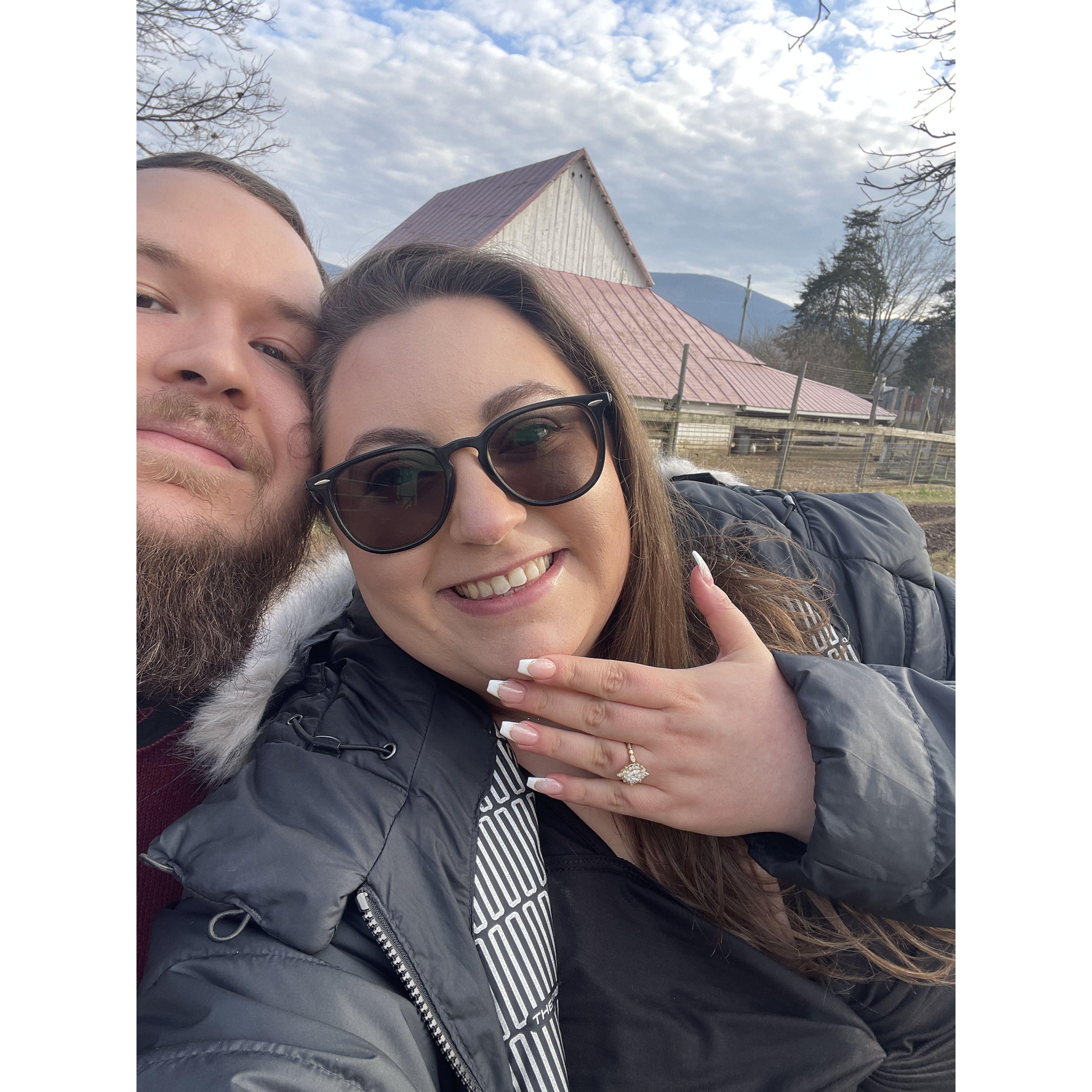 The first selfie we took together after getting engaged.