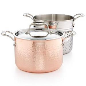 Lagostina Martellata Tri-ply Copper 6-Qt. Pastaiola Set with Insert & Lid