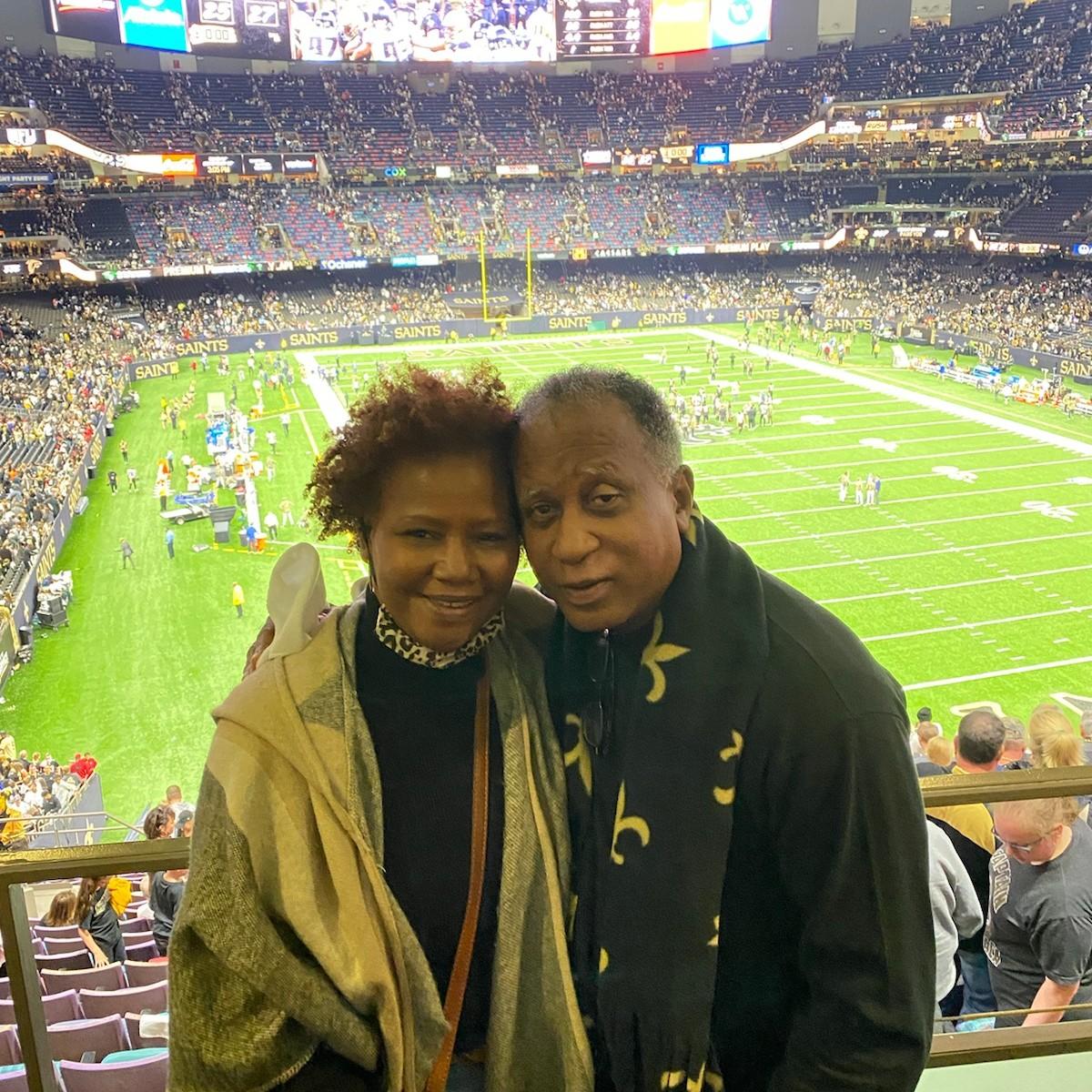 Fun times at the Saints Game with friends Rick and Karen