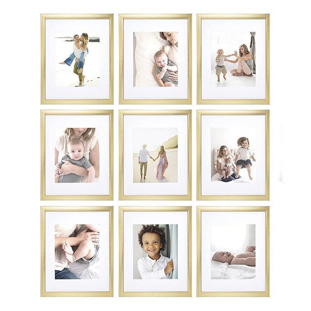 Sheffield Home 9 Piece Gallery Wall Frame Set, 11x14 in. matted to 8x10 in. Parent (Gold)