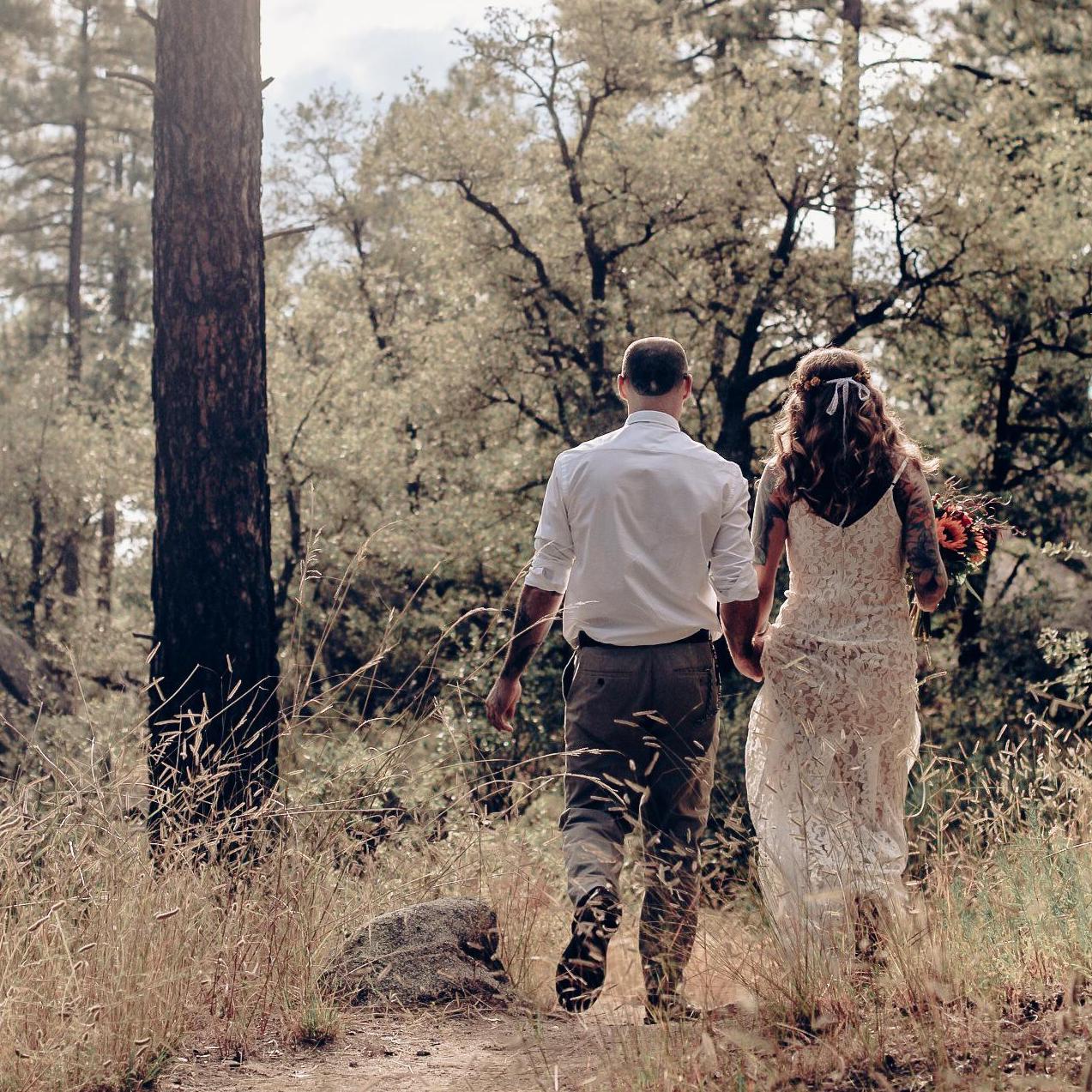 Hiking to read our vows