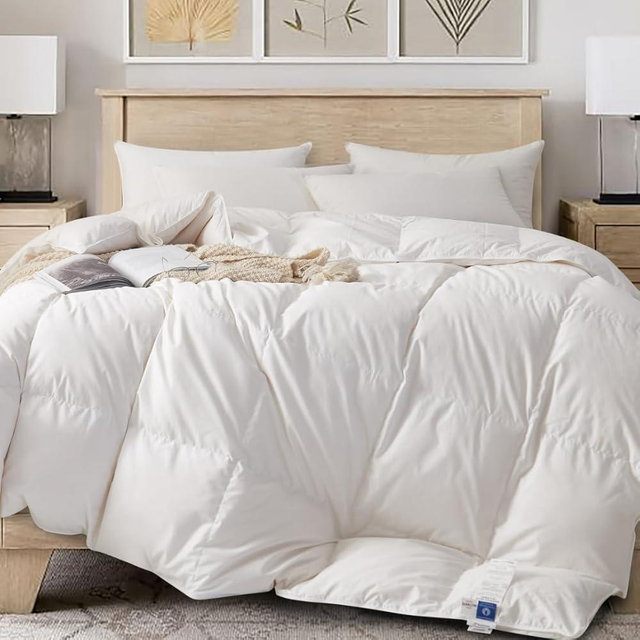 Royal Elite-Canadian Down Comforter Queen Size- Made in Canada White Down Duvet Insert with Corner Tabs- RDS Certified- Oeko Tex Cotton Shell
