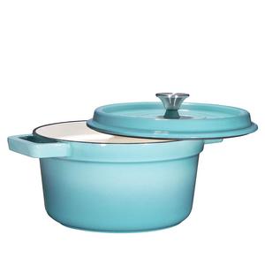 Bruntmor, Enameled Cast Iron Dutch Oven Casserole Dish 6.5 quart Large Loop Handles & Self-Basting Condensation Ridges On Lid (Turquoise)