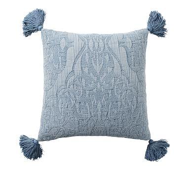 Aileen Jacquard Pillow, 22", Chateau Blue