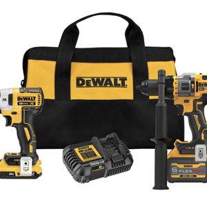 DEWALT 20V MAX Premium 2-Tool Kit with FLEXVOLT Advantage, Chuck Size 1/2in., Drive Size 1/4in.,