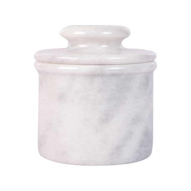 Marble Hives Butter Crock With Lid- Perfect Butter Keeper Crock- Classic Butter Bowl- Stylish French Butter Keeper - Purely Handcrafted Natural Marble -(White)