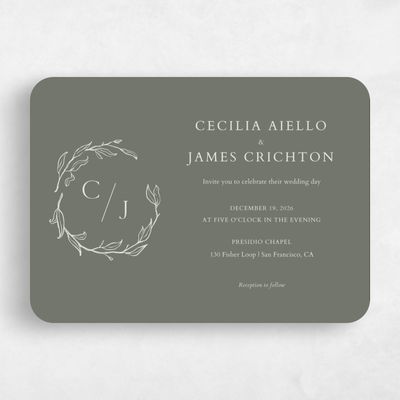 Green Rounded Wedding Invitation - Everhart Landscape