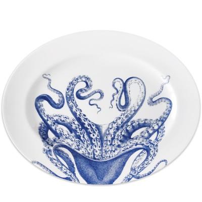 Caskata Blue Lucy Blue Rimmed Oval Serving Platter
