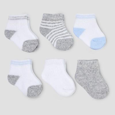 Baby Boys' 6pk Basic Ankle Terry Socks - Just One You® made by carter's White/Gray 3-12M