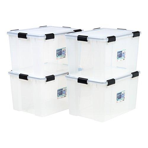 IRIS USA, Inc. UCB-LDD WEATHERTIGHT Storage Box, 4 Pack, 74 Quart, Clear