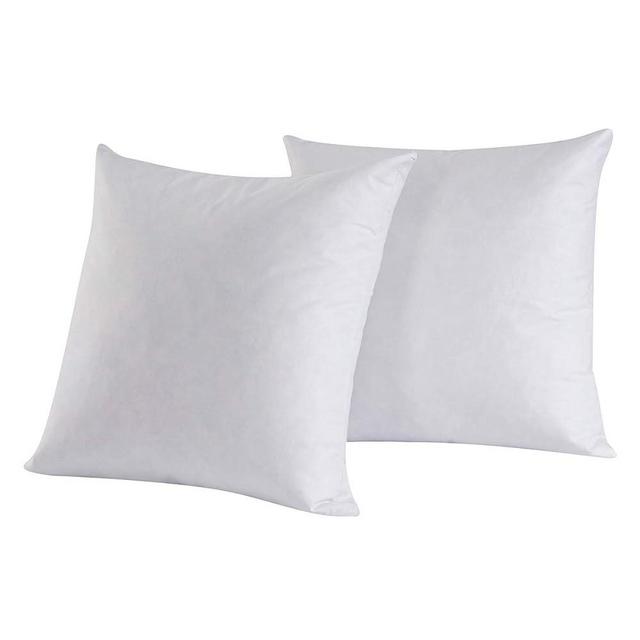 HOMESJUN Set of 2, 95% Feather 5% Down Square Decorative Throw Pillow Insert, Cotton Cover, 24x24 Inch