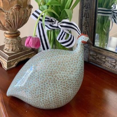 Guinea Hen Lg Aqua Sand