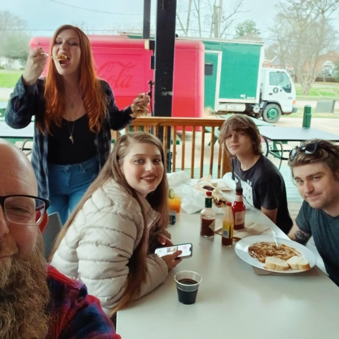 Louisiana grub with Heather's family.