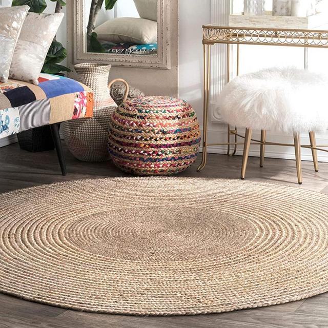nuLOOM Discotek Braided Jute Area Rug, 4' Round, Natural