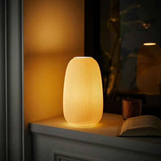 RONDURE 9.5" Modern Table Lamp, Modern Bedside Lamps for Bedroom, Living Room and Nightstand, White Translucent Ceramic Shade, Warm Ambient Lighting, Home Decor