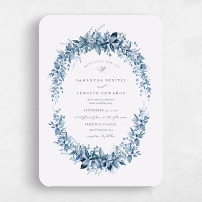 Blue Rounded Wedding Invitation - Elowen Classic