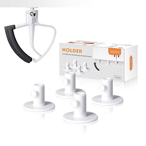 Wooden Kitchenaid Attachment Holder, Wall Mounted Kitchen Accessories  4-pack White Plastic Hangers, Compatible With Kitchen aid Dough Hook, Edge  Mixers, Flat Mixers, Wire Whips 