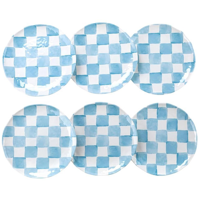 Melamine Dinner Plates, Round Plates,Shatter Resistant, 10.25 inch, set of 6 Blue