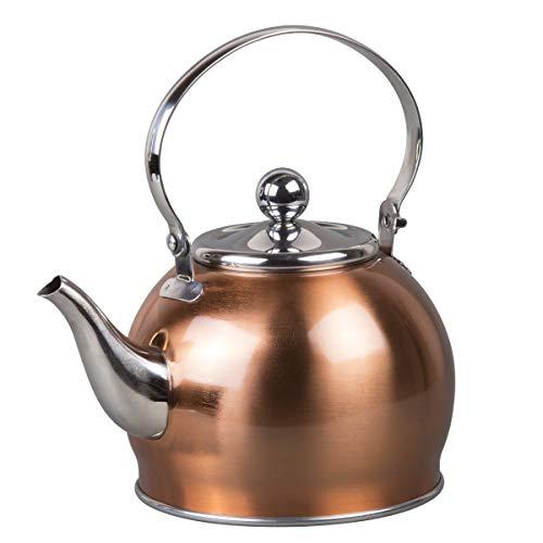 Creative Home 77094 Royal Stainless Steel Tea Kettle with Removable, 1.0 Quart, Copper Color Finish