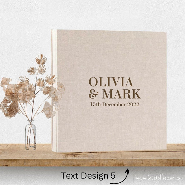 Personalised Linen Wedding Photo Album - Wedding Anniversary Gift - Couple Engagement Names and Date - Gift for husband - Gift For Wife