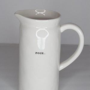 Rae Dunn Magenta Ceramic Pitcher Container Typewriter Jug Pour.