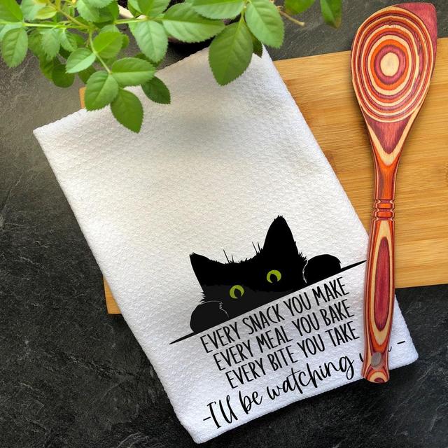 Every Bite You Take, Funny Kitchen Towel, Funny Dish Towels, Cat Kitchen Towel, Microfiber Waffle Weave, Tea Towels, Hand Towel for Cat Mom
