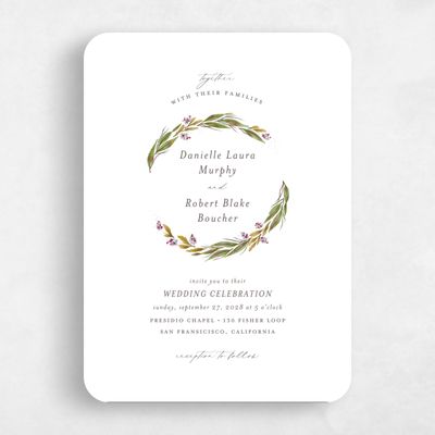 White Rounded Wedding Invitation - Heath Portrait
