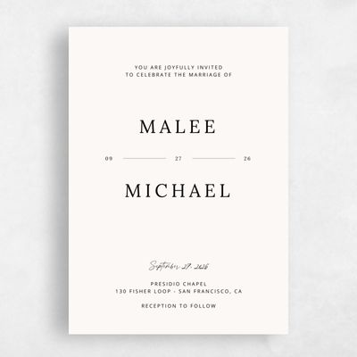 Beige Wedding Invitation - Keanu Classic
