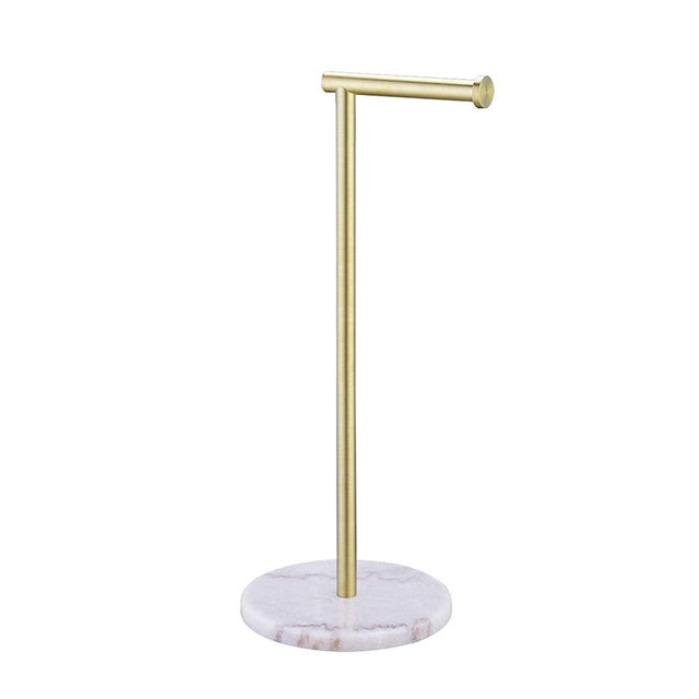 KES Gold Toilet Paper Holder Stand Tissue Roll Holder with Modern Marble Base, SUS304 Stainless Steel Brushed Brass Finish BPH284S1-BZ