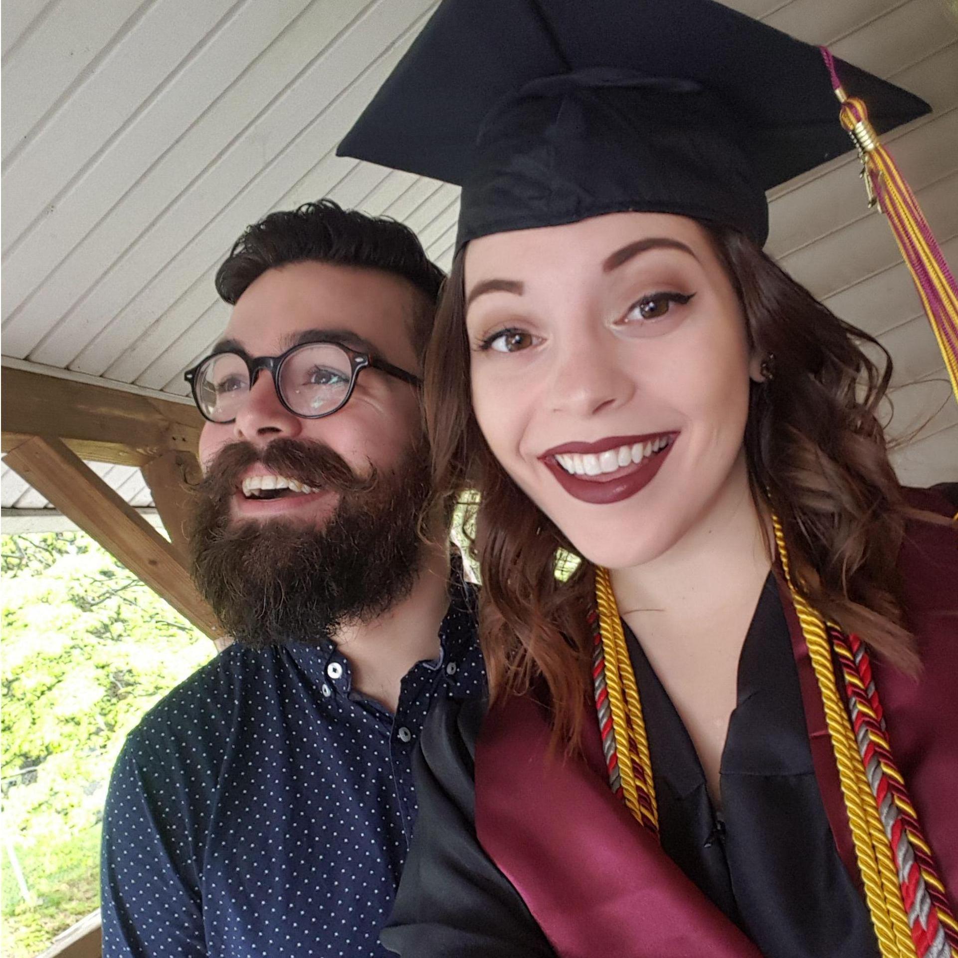 Abbey finally graduated in May 2017. Both excited and nervous about the future, they made plans to move in together.