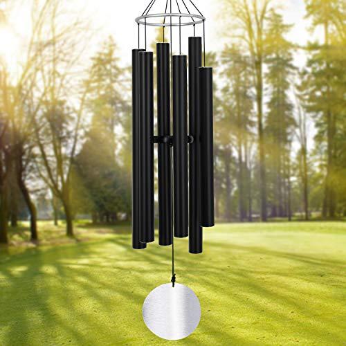 ASTARIN Large Wind Chimes Outdoor Deep Tone,45Inch Sympathy Wind Chimes Amazing Grace with 6 Tubes Tuned Relaxing Melody,Memorial Wind Chimes Large for Mom,Garden Decor,Black